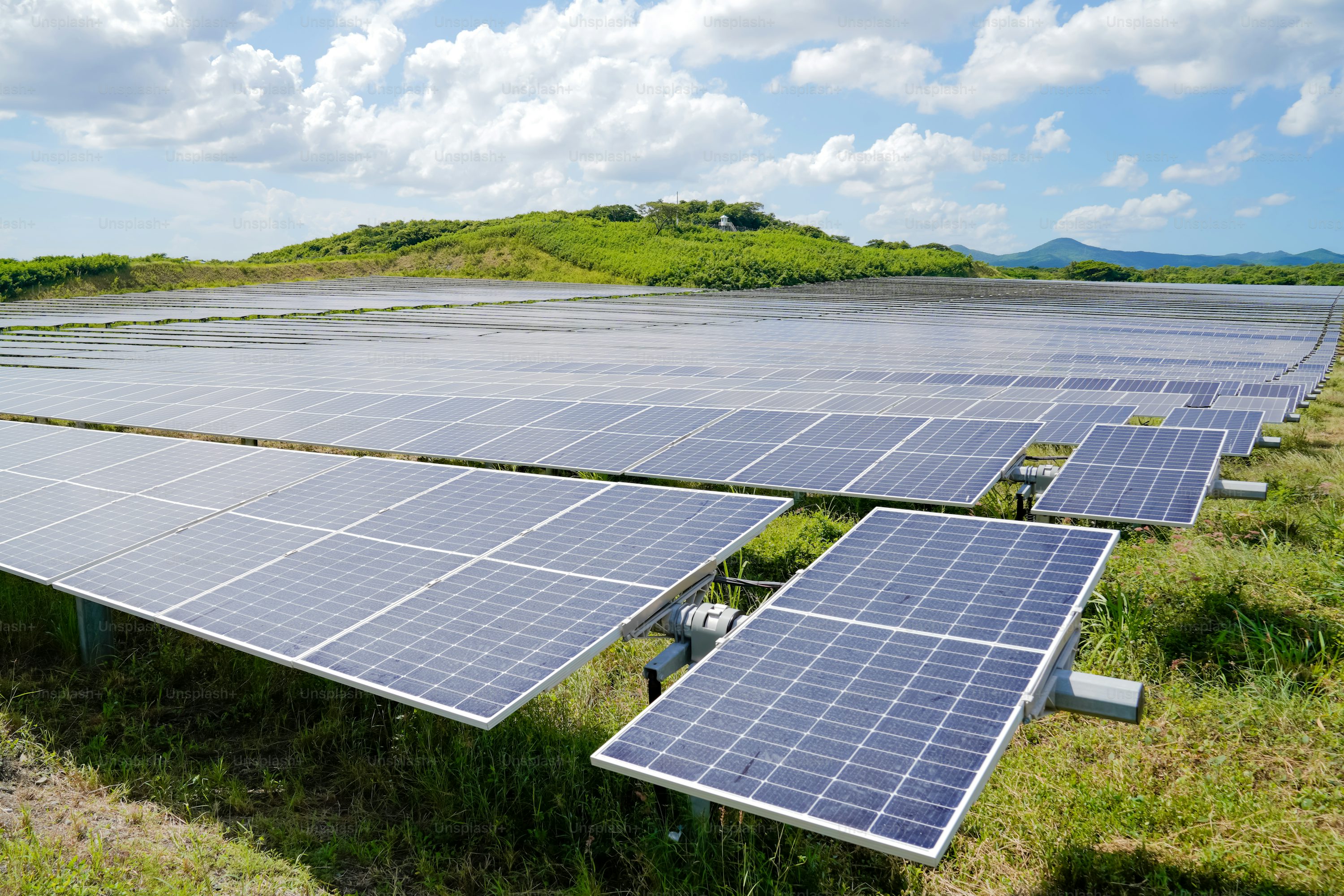 Solar panels with data visualization overlay